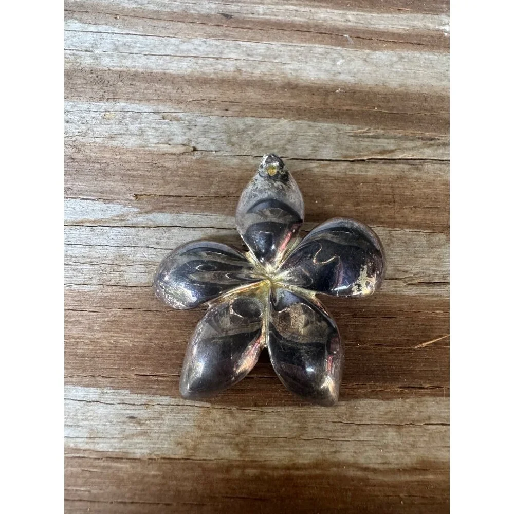 Sterling Silver Plumeria Flower Statement Pendant 18.73g - Picture 2 of 7
